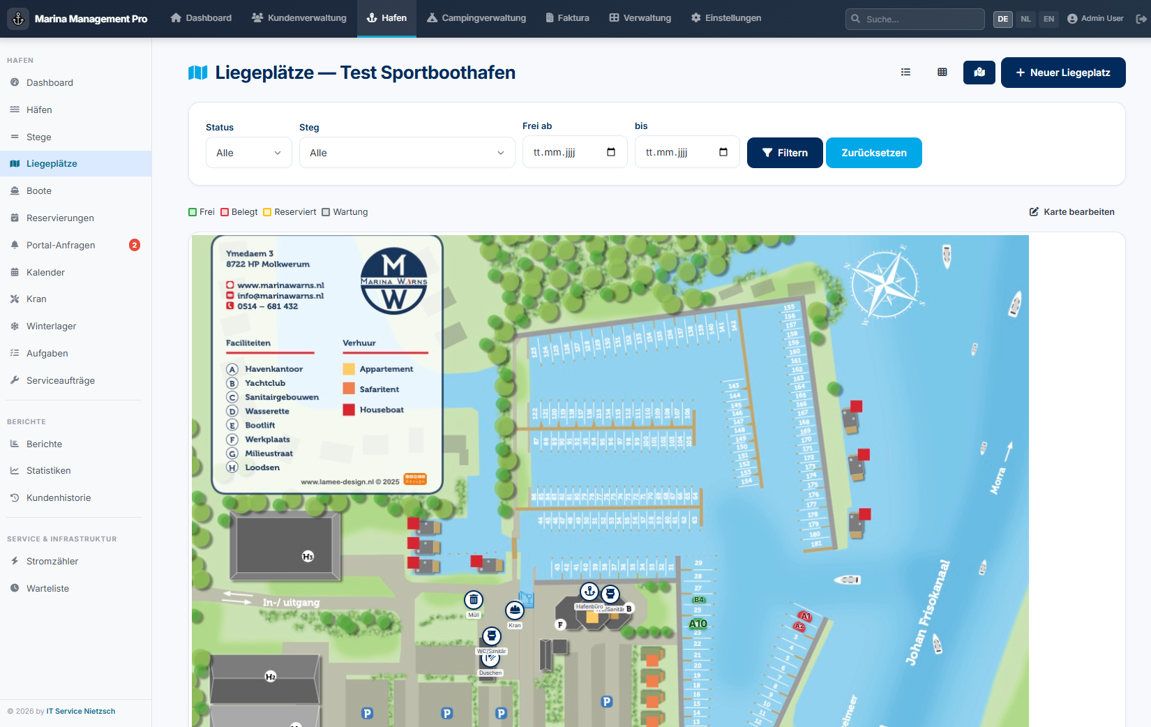 Interaktive Hafenkarte in ITN Marina Management